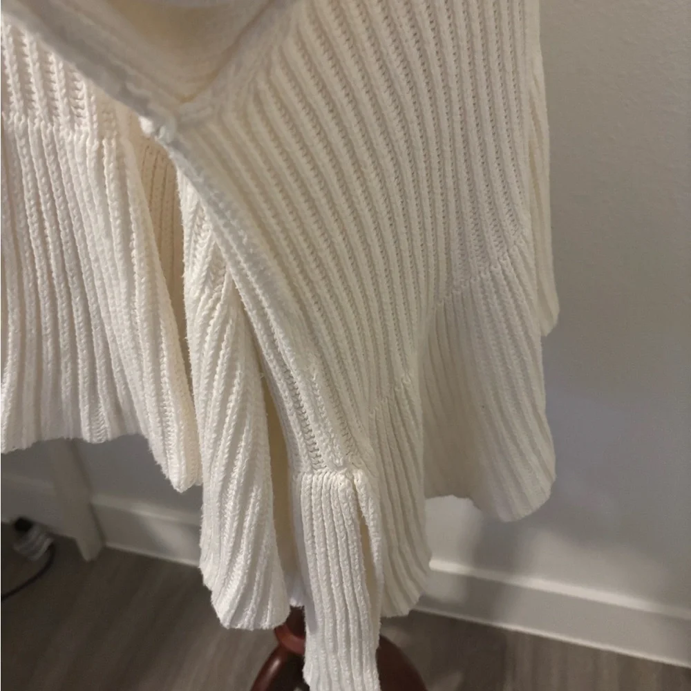 Free People Eclectic Cozy Sweater Beautiful Ruffled Bottom Roomy Fit Final Sale - Picture 7 of 10